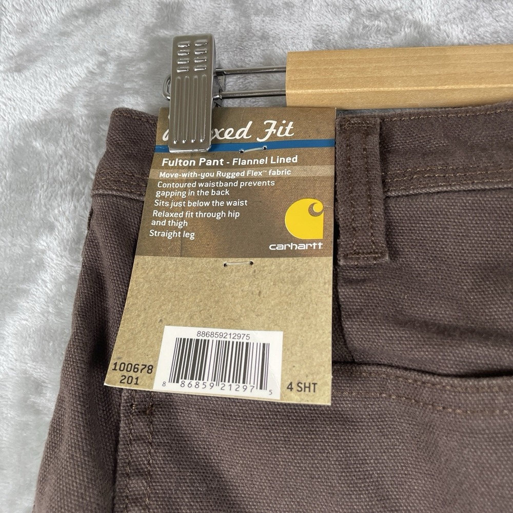 BUNDLE 2 PAIRS NWT Carhartt Fulton Pant Womens 4 Short Flannel Lined Canvas - Picture 4 of 15